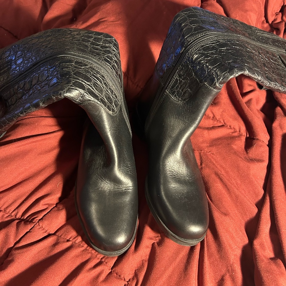 Clarks Black Over the Knee Boots Classic Design